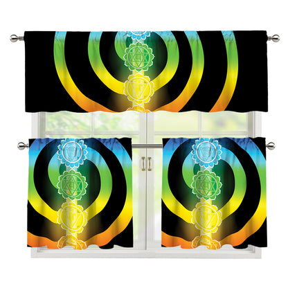 Seven Chakras Rainbow Of Life Print 3 Piece Kitchen Curtains