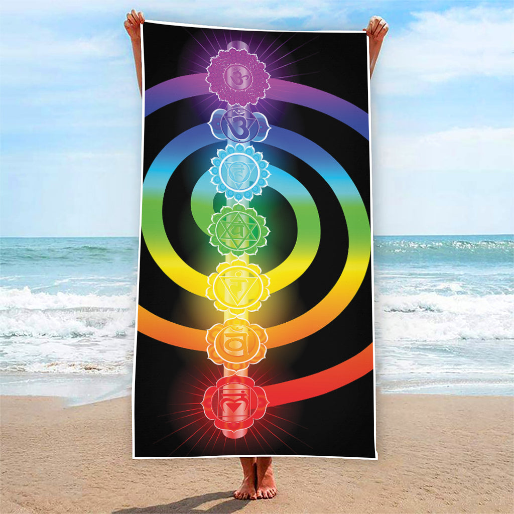 Seven Chakras Rainbow Of Life Print Beach Towel