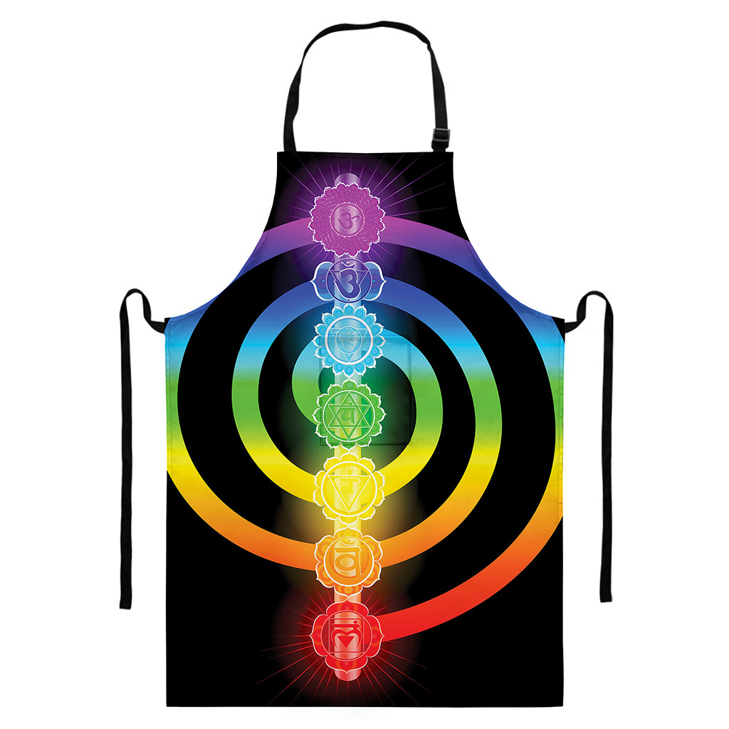 Seven Chakras Rainbow Of Life Print Bib Apron With Pocket