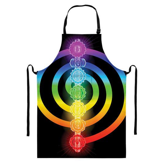 Seven Chakras Rainbow Of Life Print Bib Apron With Pocket