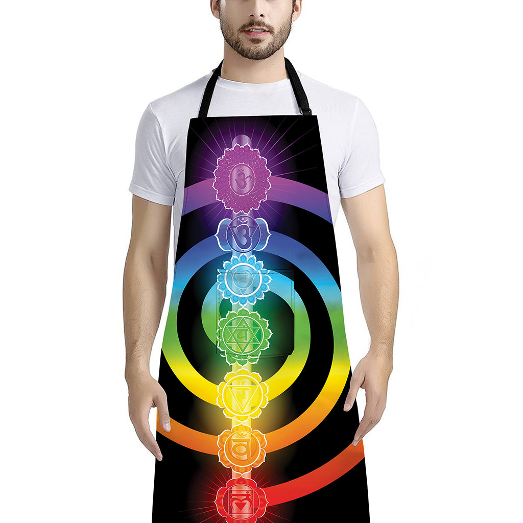 Seven Chakras Rainbow Of Life Print Bib Apron With Pocket
