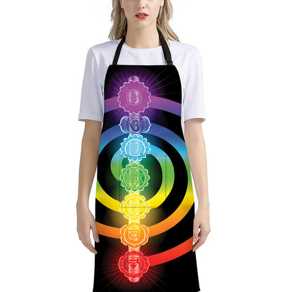 Seven Chakras Rainbow Of Life Print Bib Apron With Pocket