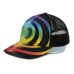 Seven Chakras Rainbow Of Life Print Black Mesh Trucker Cap
