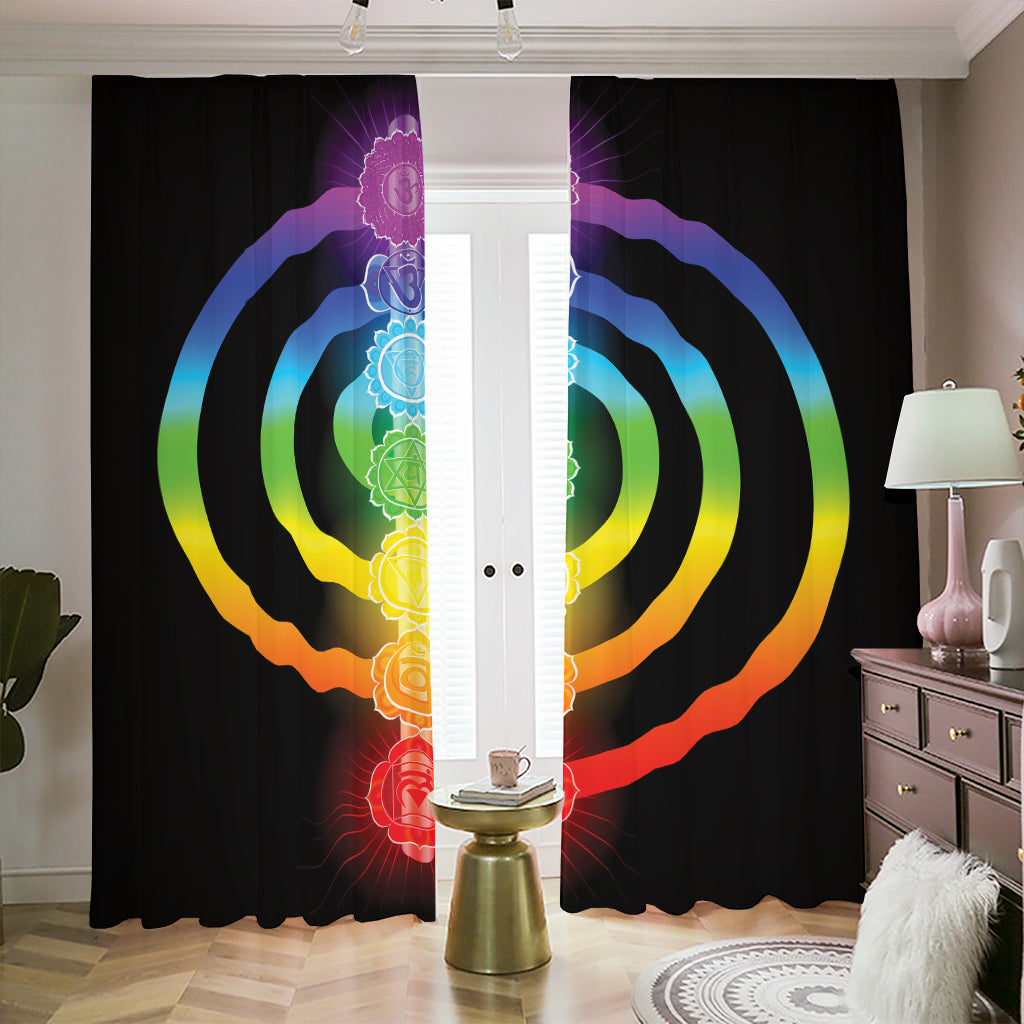 Seven Chakras Rainbow Of Life Print Blackout Pencil Pleat Curtains