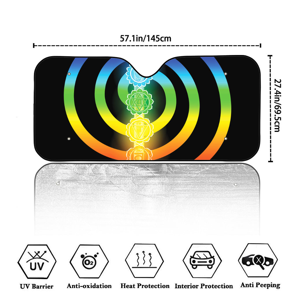 Seven Chakras Rainbow Of Life Print Car Windshield Sun Shade