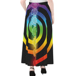 Seven Chakras Rainbow Of Life Print Chiffon Maxi Skirt