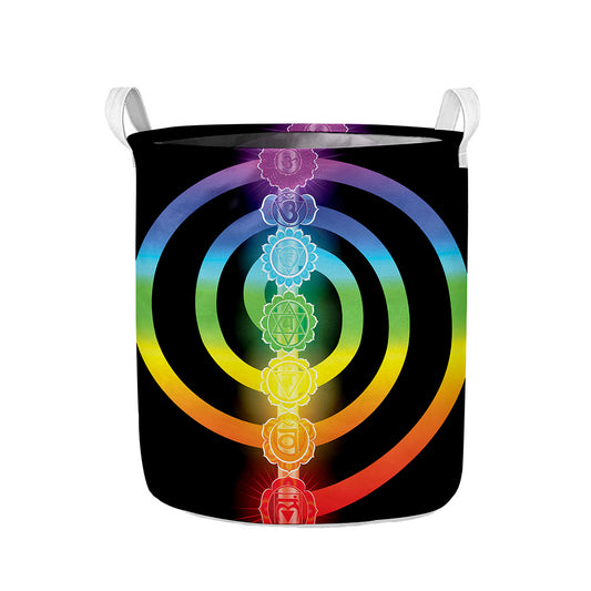 Seven Chakras Rainbow Of Life Print Collapsible Laundry Basket
