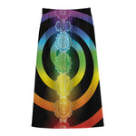 Seven Chakras Rainbow Of Life Print Cotton Front Slit Maxi Skirt
