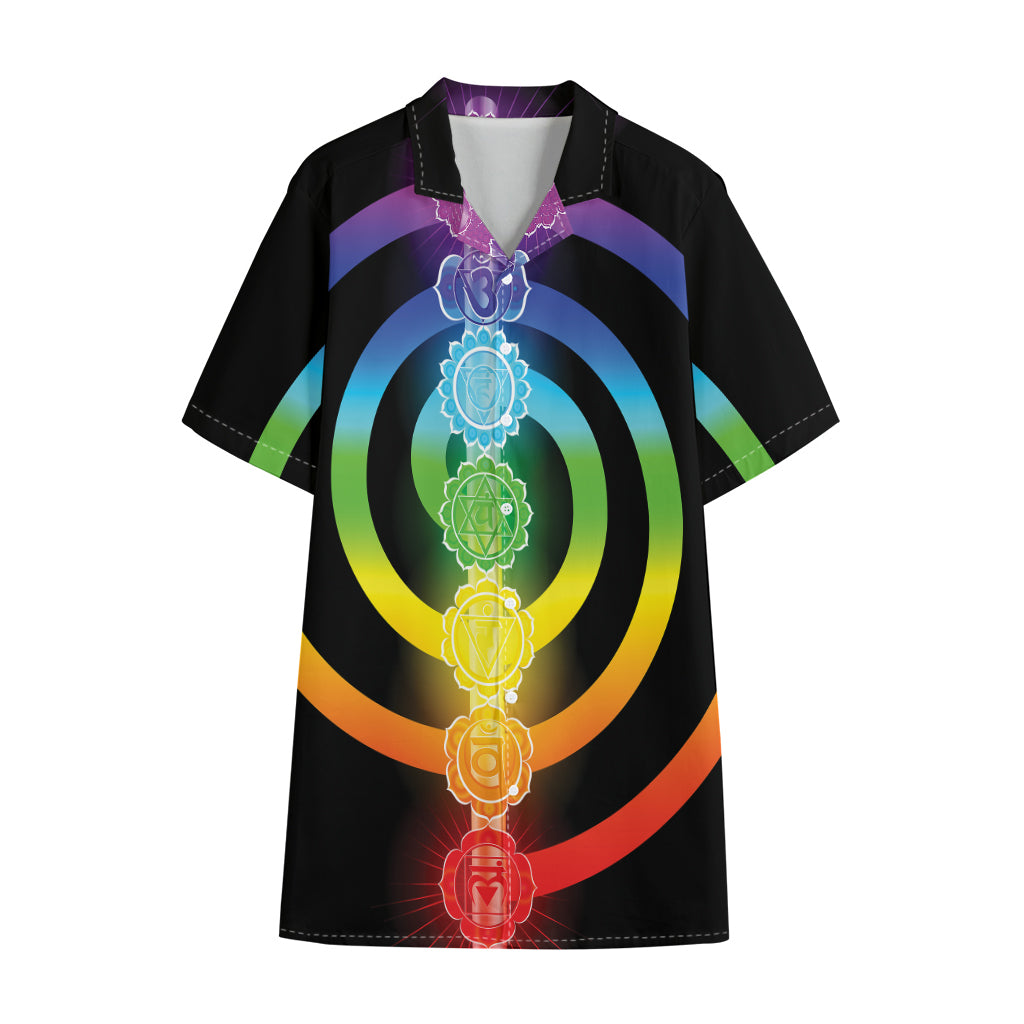 Seven Chakras Rainbow Of Life Print Cotton Hawaiian Shirt