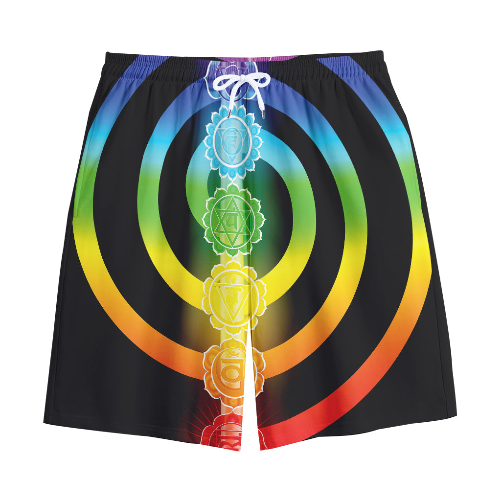 Seven Chakras Rainbow Of Life Print Cotton Shorts