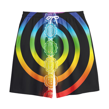 Seven Chakras Rainbow Of Life Print Cotton Shorts