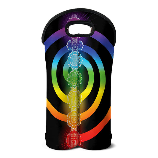 Seven Chakras Rainbow Of Life Print Double Neoprene Wine Tote
