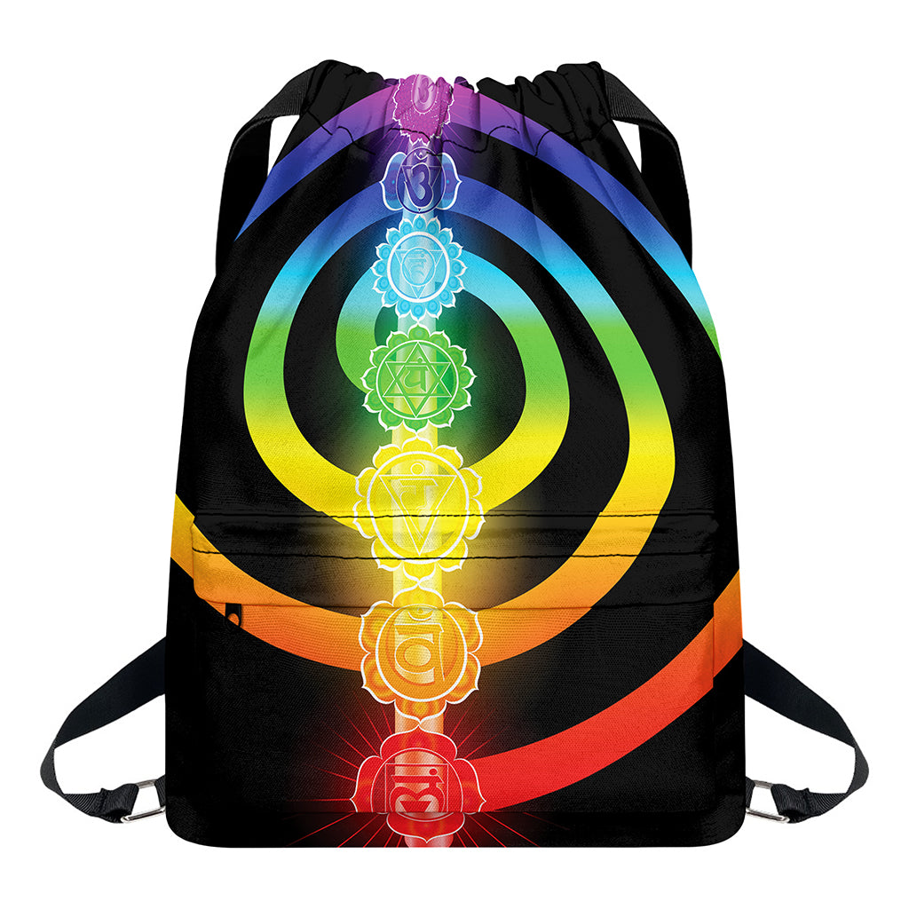 Seven Chakras Rainbow Of Life Print Drawstring Backpack