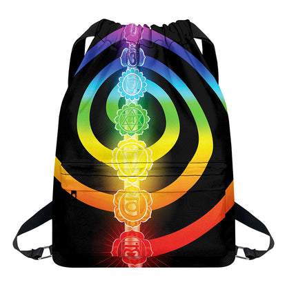 Seven Chakras Rainbow Of Life Print Drawstring Backpack