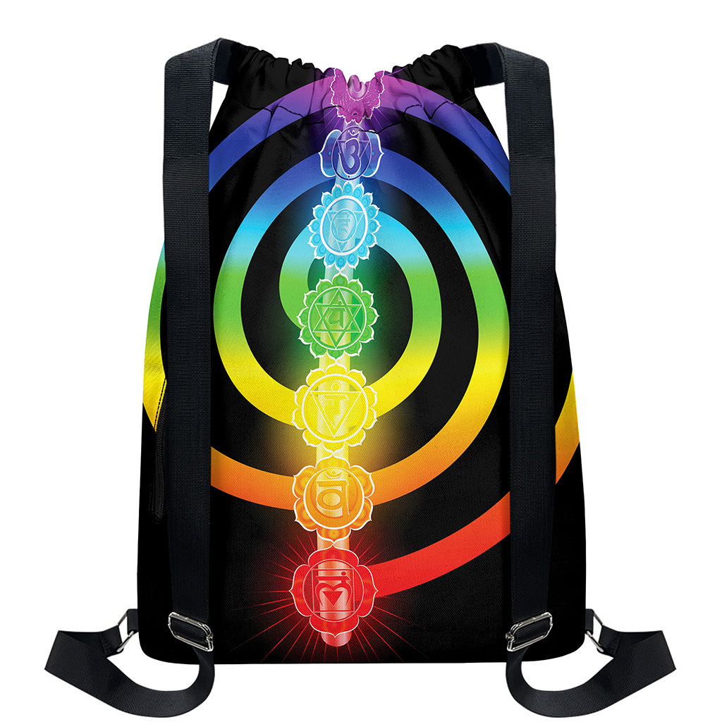 Seven Chakras Rainbow Of Life Print Drawstring Backpack