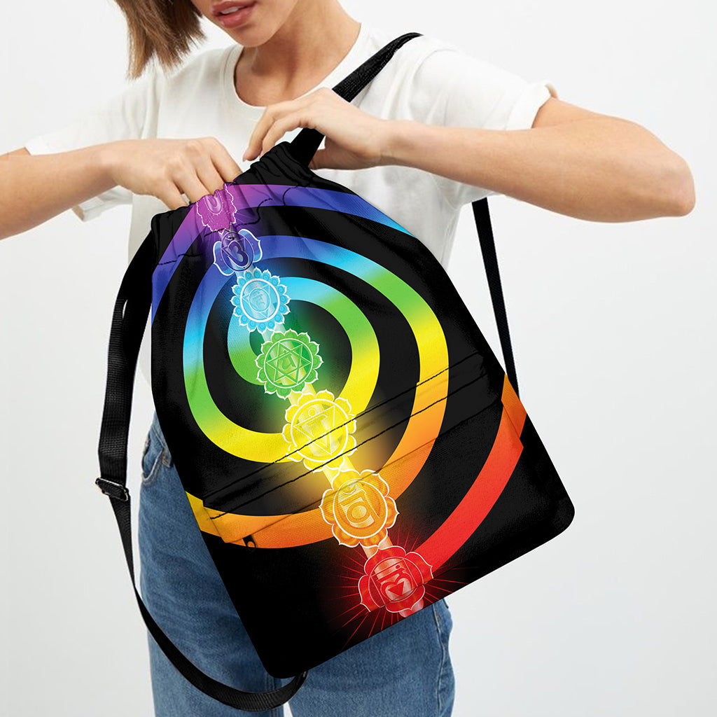 Seven Chakras Rainbow Of Life Print Drawstring Backpack