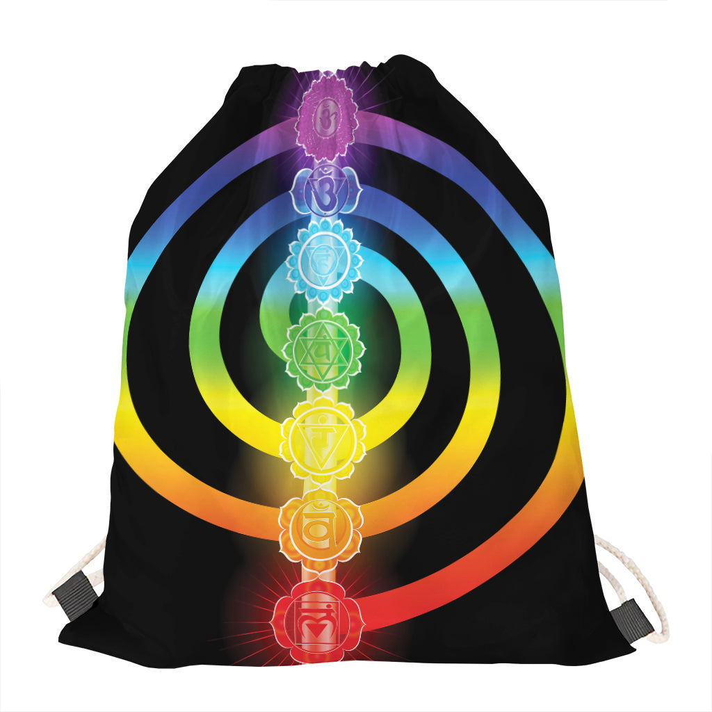 Seven Chakras Rainbow Of Life Print Drawstring Bag