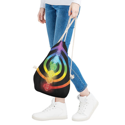 Seven Chakras Rainbow Of Life Print Drawstring Bag
