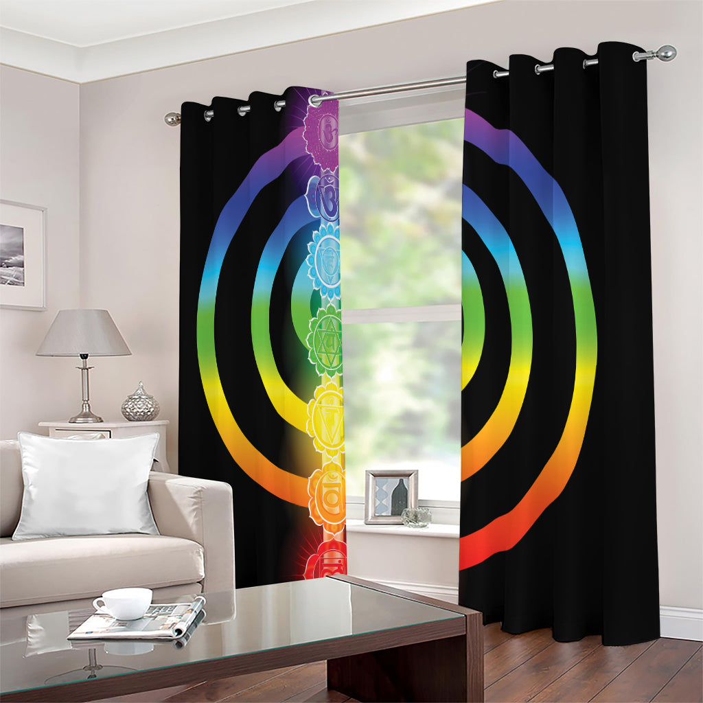 Seven Chakras Rainbow Of Life Print Extra Wide Grommet Curtains