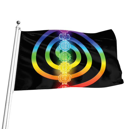 Seven Chakras Rainbow Of Life Print Flag
