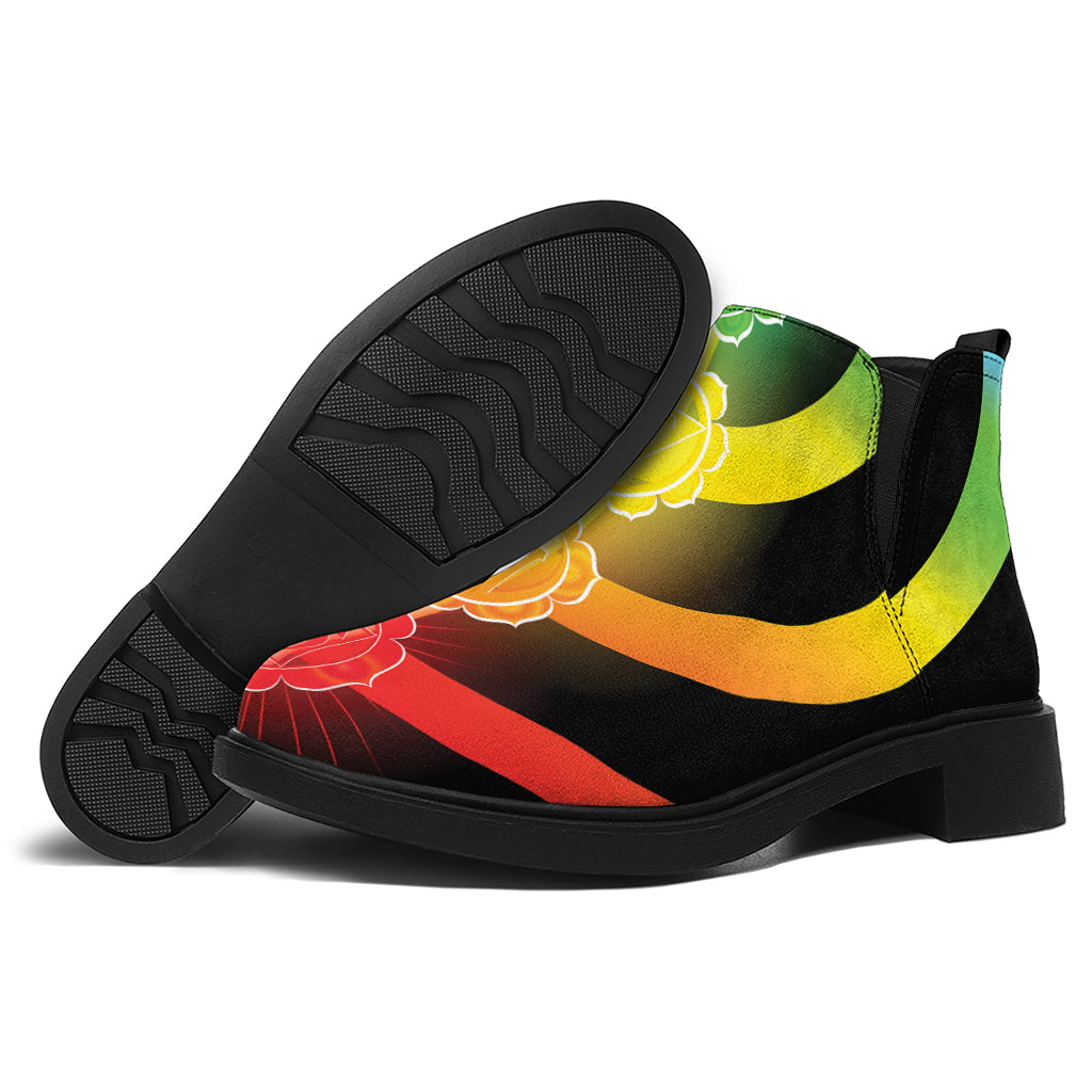 Seven Chakras Rainbow Of Life Print Flat Ankle Boots