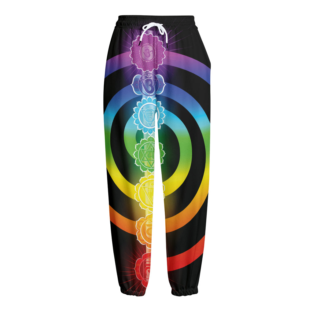 Seven Chakras Rainbow Of Life Print Fleece Lined Knit Pants