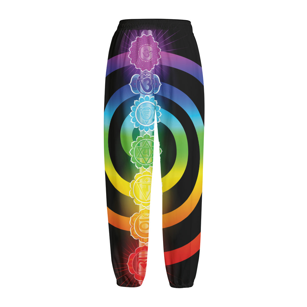 Seven Chakras Rainbow Of Life Print Fleece Lined Knit Pants