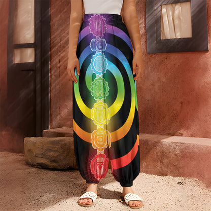Seven Chakras Rainbow Of Life Print Harem Pants