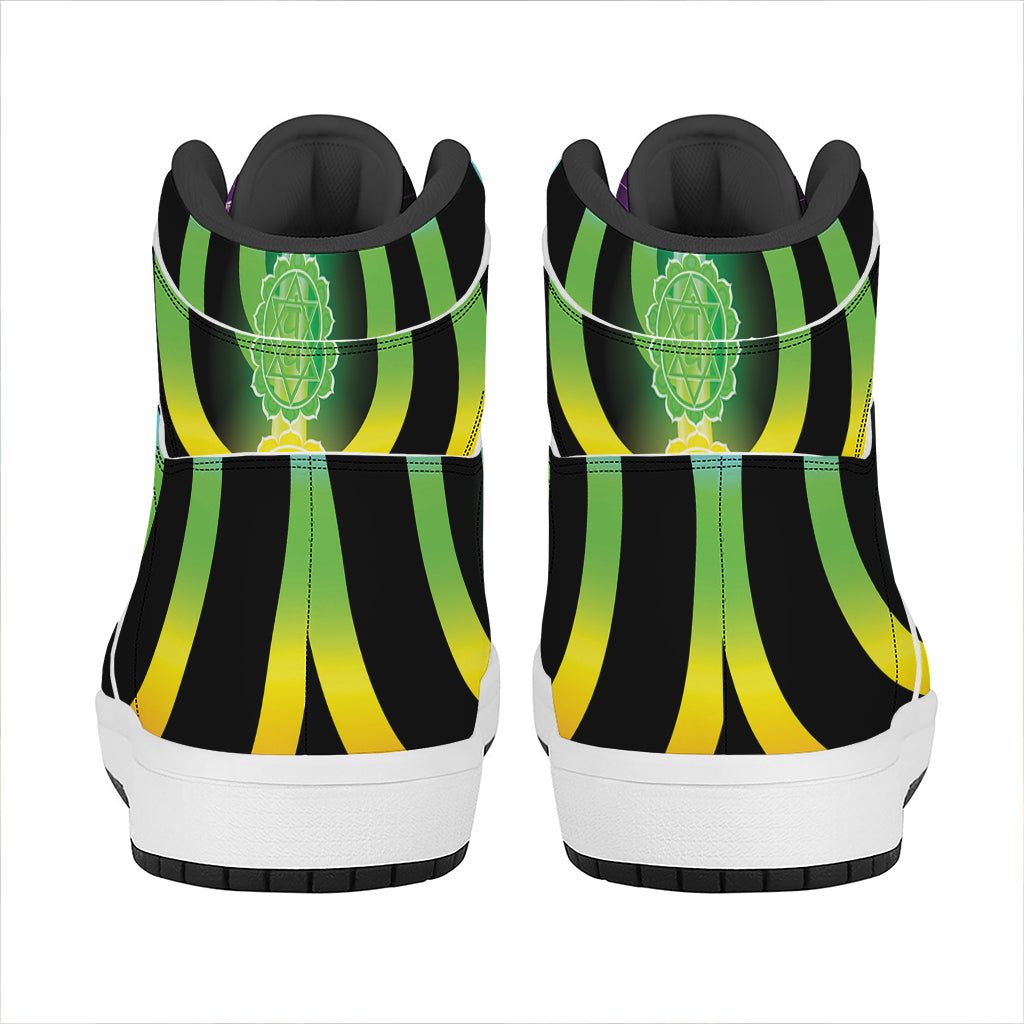 Seven Chakras Rainbow Of Life Print High Top Leather Sneakers