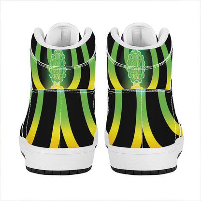Seven Chakras Rainbow Of Life Print High Top Leather Sneakers