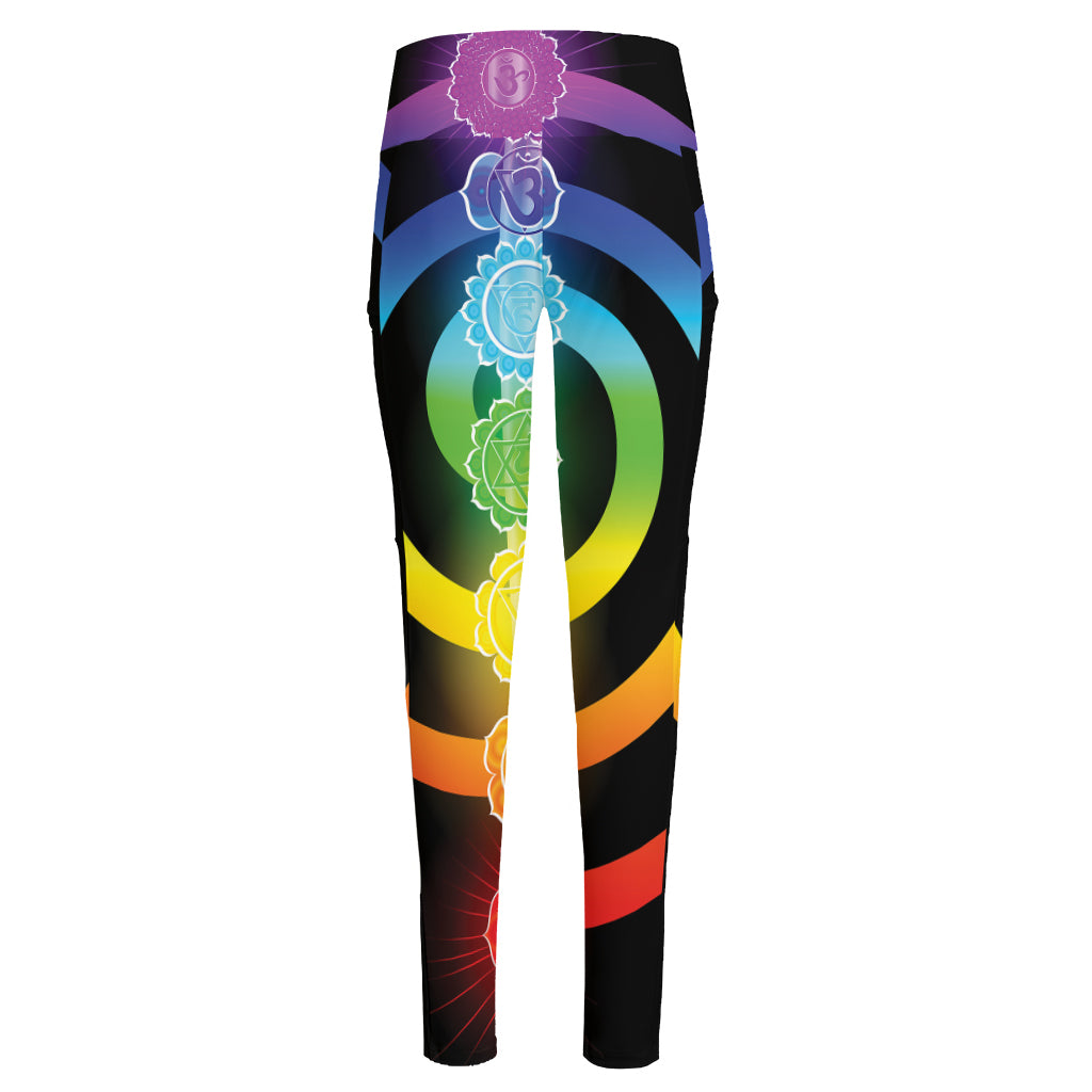 Seven Chakras Rainbow Of Life Print High-Waisted Pocket Leggings