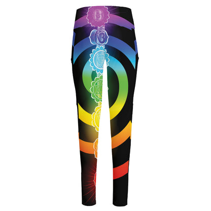 Seven Chakras Rainbow Of Life Print High-Waisted Pocket Leggings