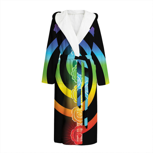 Seven Chakras Rainbow Of Life Print Hooded Bathrobe
