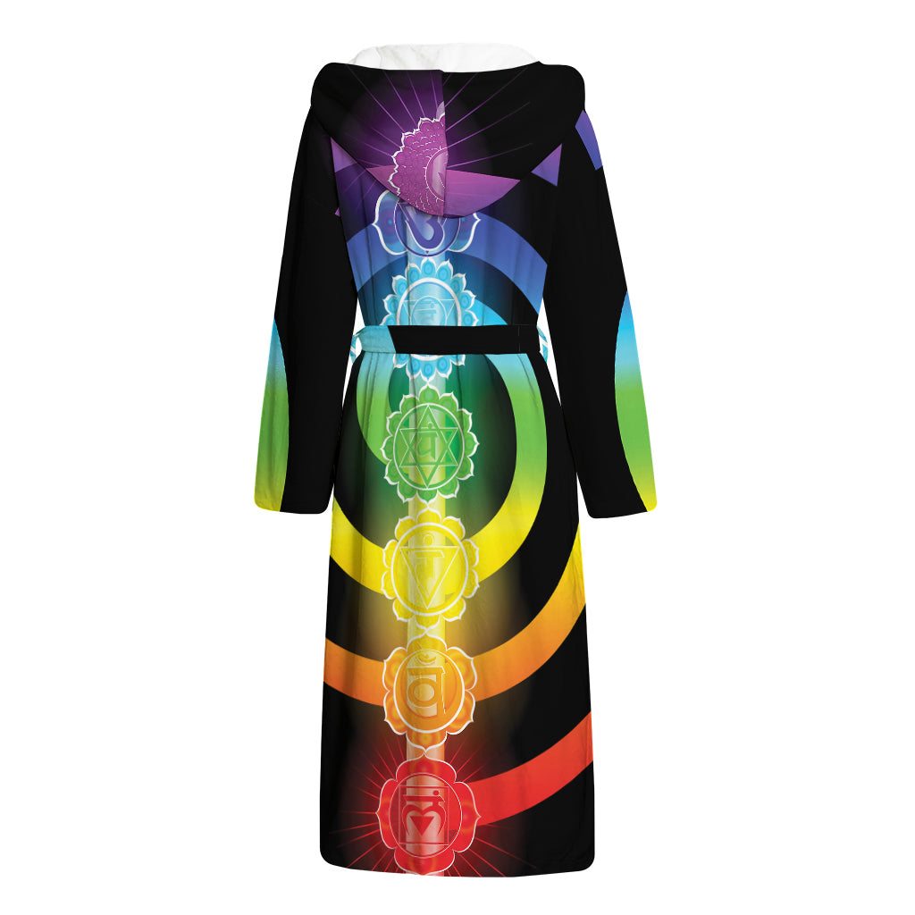 Seven Chakras Rainbow Of Life Print Hooded Bathrobe