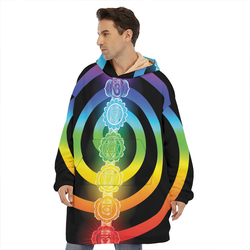 Seven Chakras Rainbow Of Life Print Hoodie Blanket