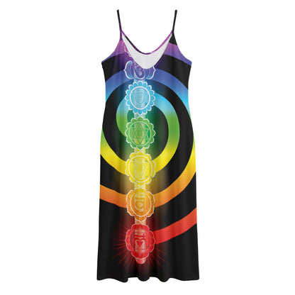 Seven Chakras Rainbow Of Life Print Jersey Midi Cami Dress