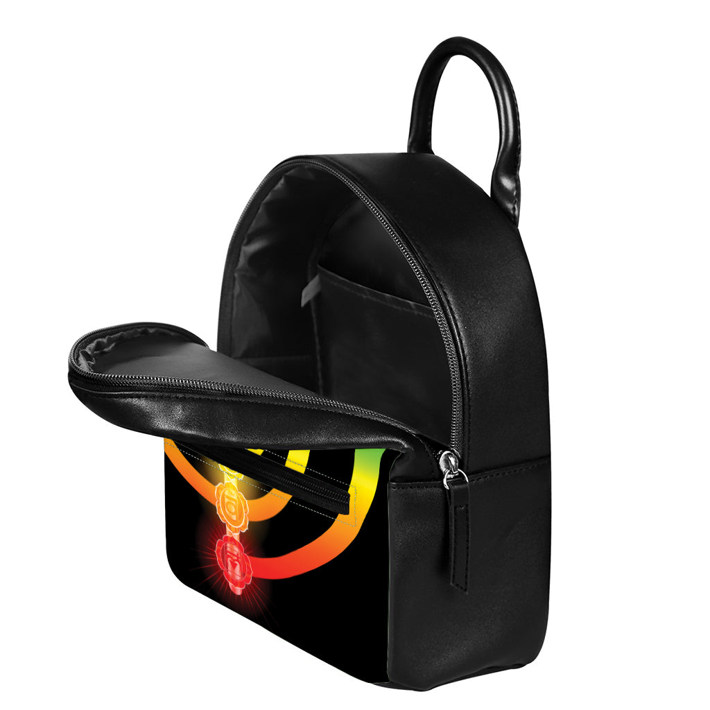 Seven Chakras Rainbow Of Life Print Leather Backpack