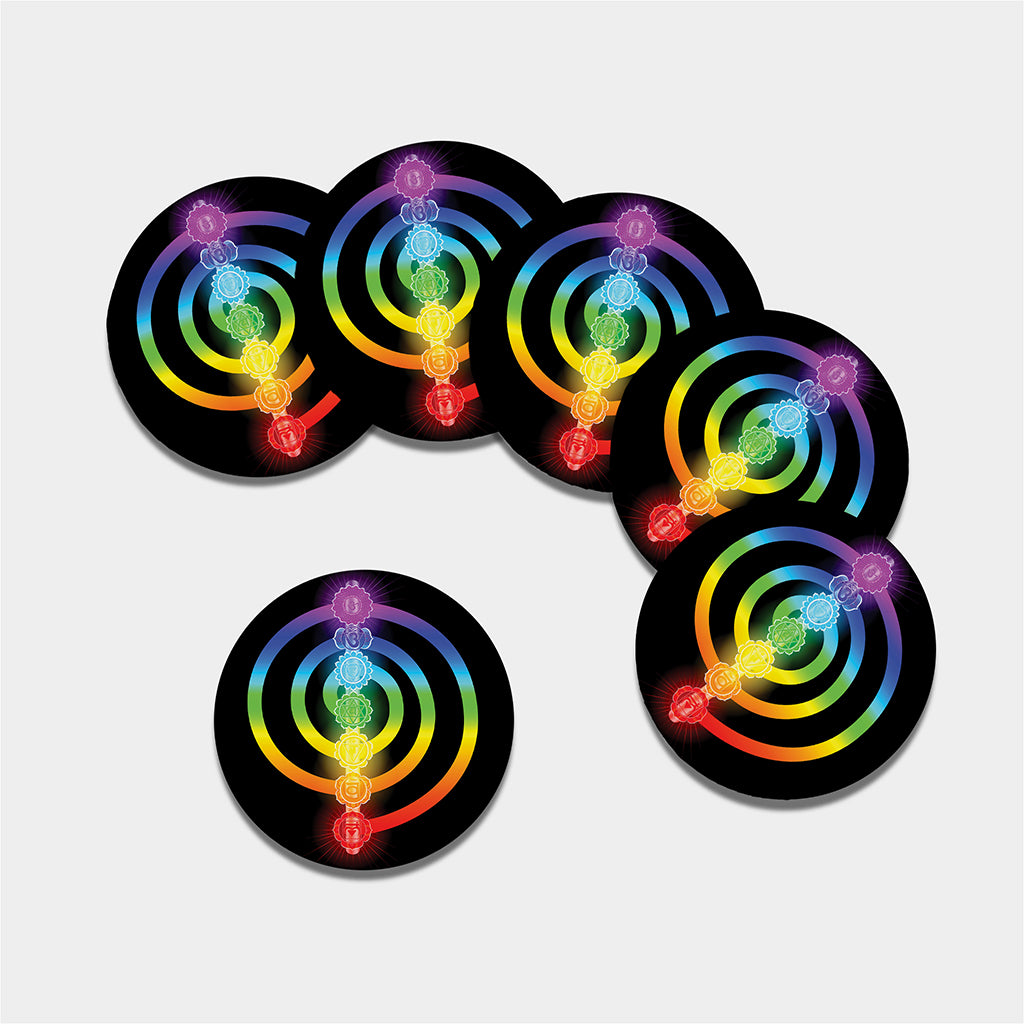 Seven Chakras Rainbow Of Life Print Leather Coaster Set