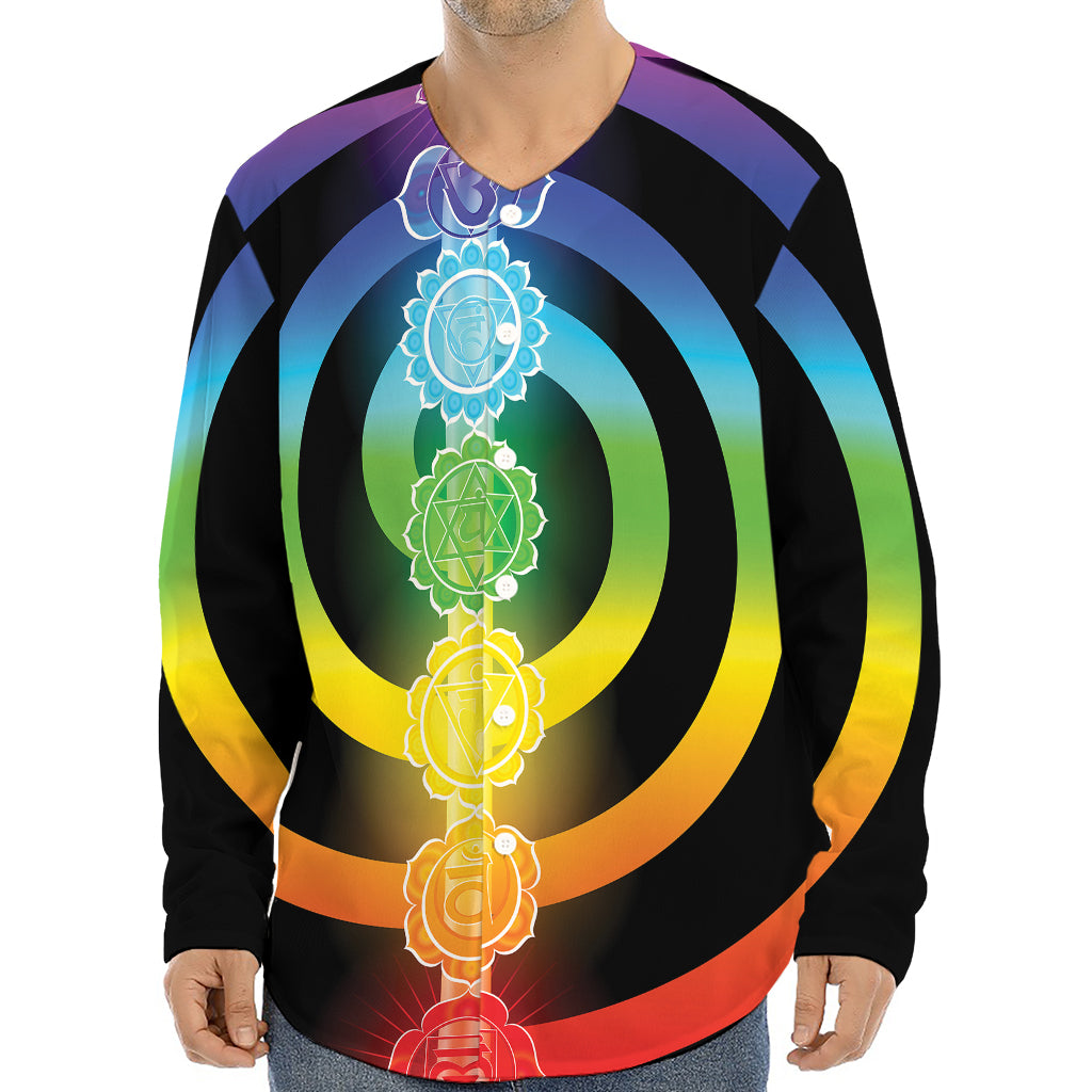 Seven Chakras Rainbow Of Life Print Long Sleeve Baseball Jersey