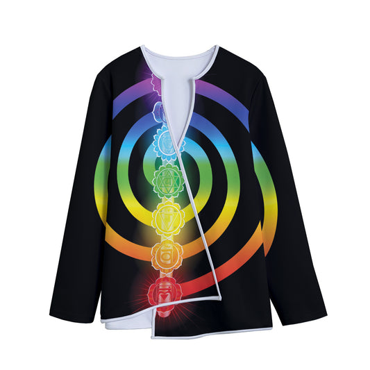 Seven Chakras Rainbow Of Life Print Long Sleeve Short Coat