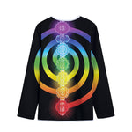 Seven Chakras Rainbow Of Life Print Long Sleeve Short Coat