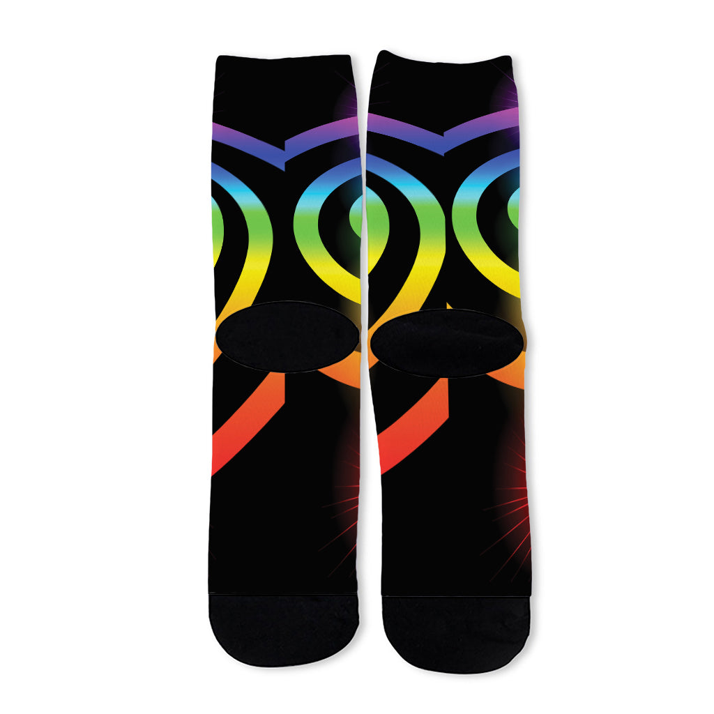 Seven Chakras Rainbow Of Life Print Long Socks