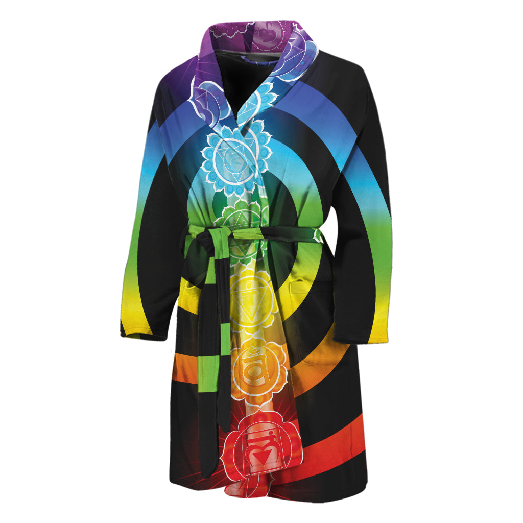 Seven Chakras Rainbow Of Life Print Men's Bathrobe
