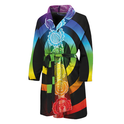 Seven Chakras Rainbow Of Life Print Men's Bathrobe