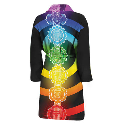 Seven Chakras Rainbow Of Life Print Men's Bathrobe