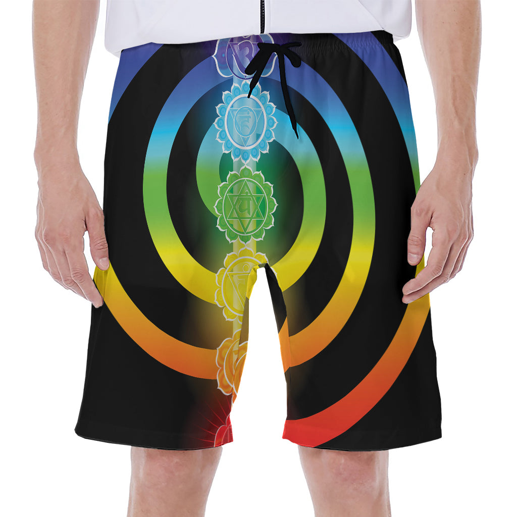 Seven Chakras Rainbow Of Life Print Men's Beach Shorts