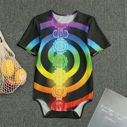 Seven Chakras Rainbow Of Life Print Men's Bodysuit