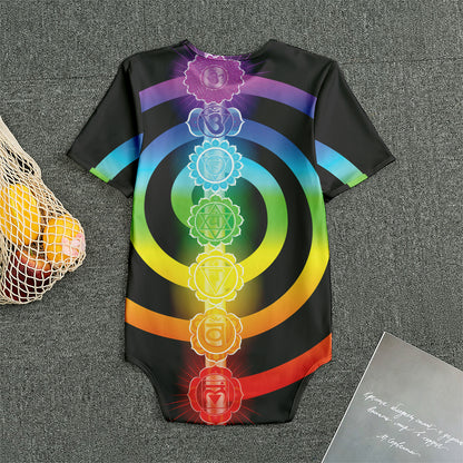 Seven Chakras Rainbow Of Life Print Men's Bodysuit