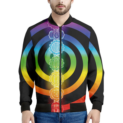 Seven Chakras Rainbow Of Life Print Men's Bomber Jacket