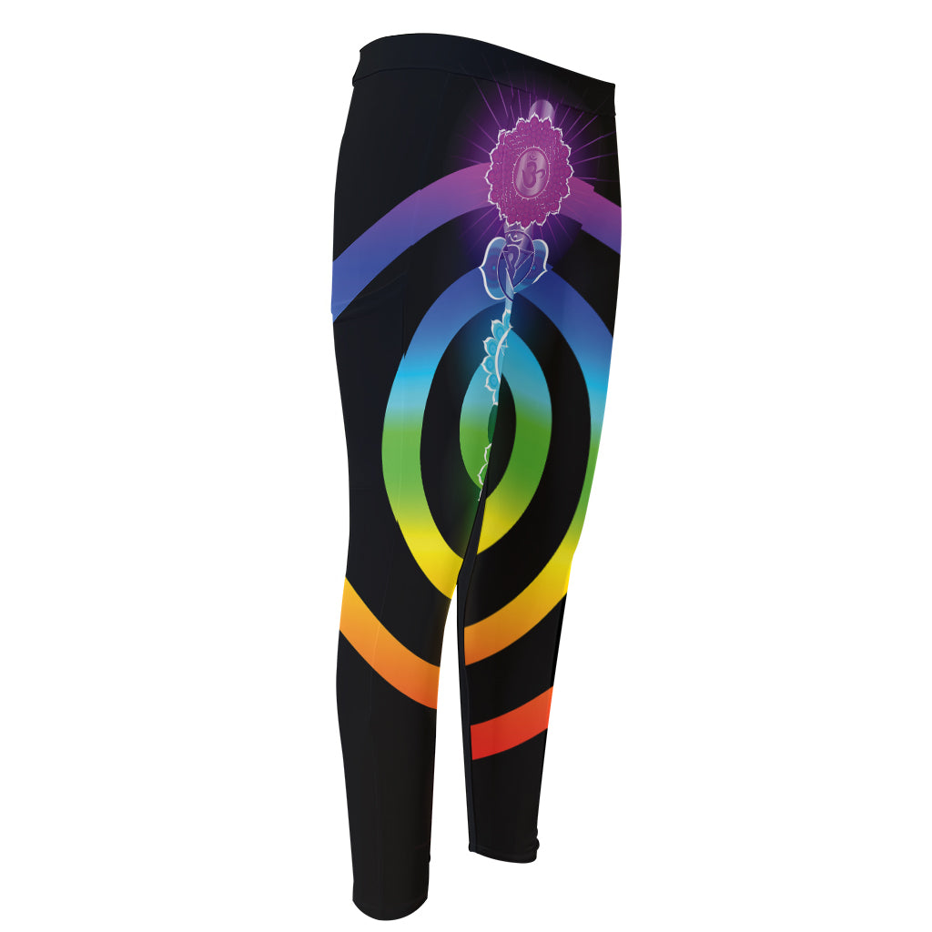 Seven Chakras Rainbow Of Life Print Men's Compression Pants